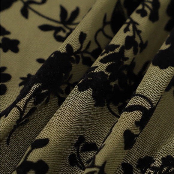 Rihoas Green Floral Burnout A-Line Slip Midi Dress - Picture 7 of 9